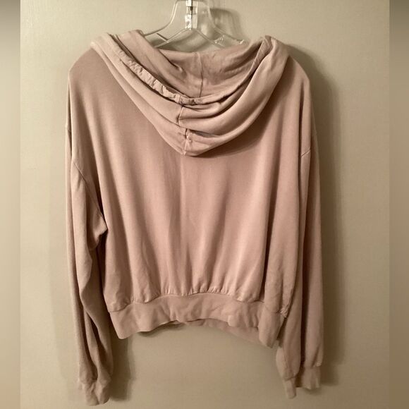 YOUNG FABULOUS AND BROKE SIZE LARGE TAN DOLMAN SLEEVE PULLOVER CROPPED HOODIE - Picture 3 of 7